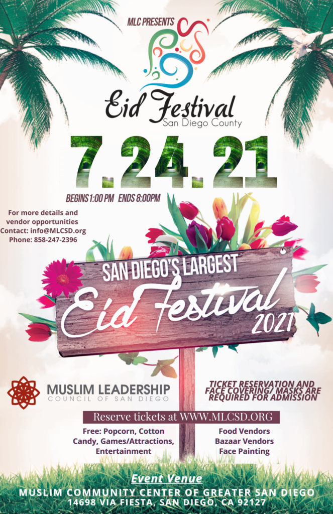 San Diego County Eid Festival 2021 Muslim Leadership Council of San Diego